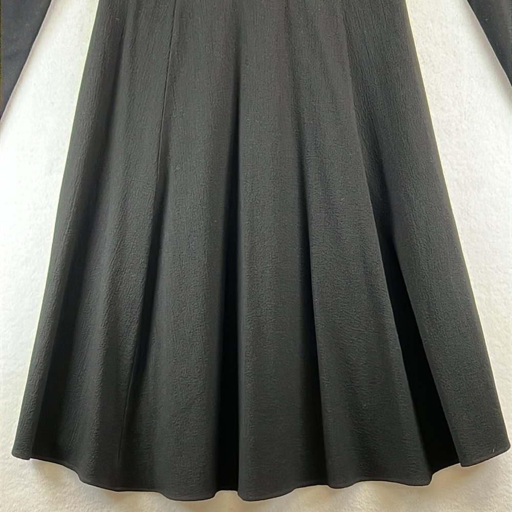 Vince Beautiful Midi Dress Size L Black Fit/Flare Long Sleeve V-Neck Like New - Picture 5 of 12